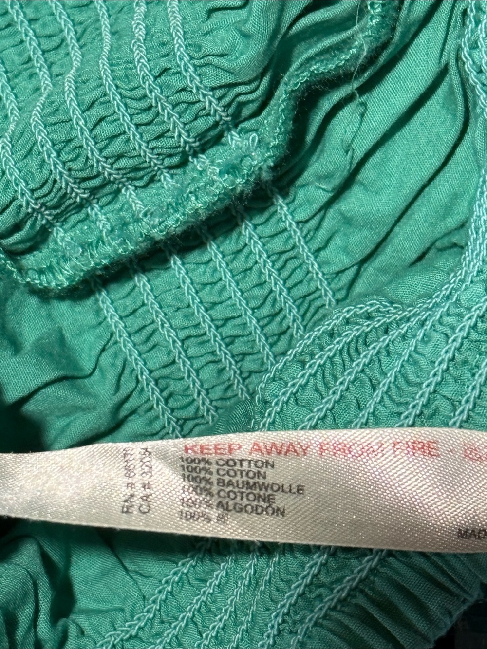 Free People Smocked Top Off The Shoulder Square Neck Bell Sleeves Green Size L - Picture 7 of 7